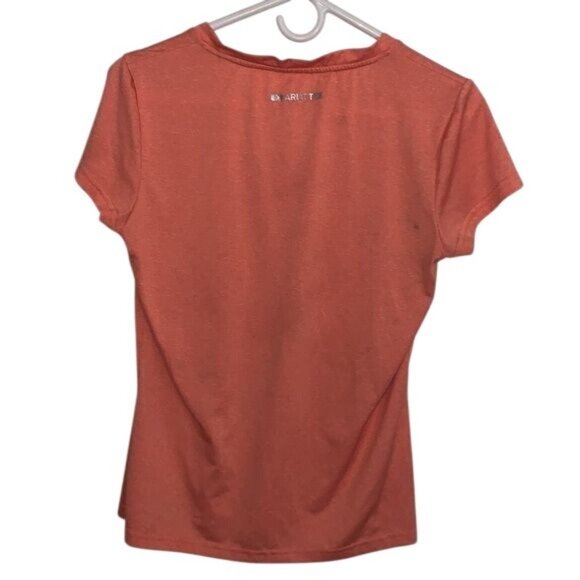 Ariat Womens Orange V-Neck Short Sleeve Performance Tee M - Picture 6 of 10